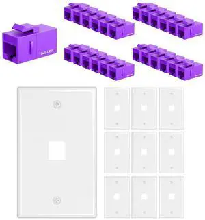 iwillink RJ45 Cat6 Keystone Coupler 25-Pack and 1 Port Keystone Jack Wall Plate 10-Pack iwillink RJ45 Cat6 Keystone Coupler 25-Pack and 1 Port Keystone Jack Wall Plate 10-Pack