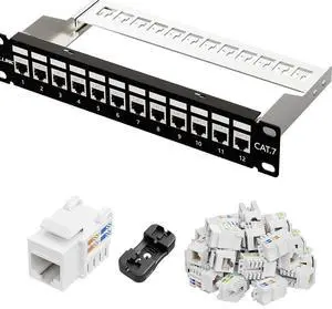 iwillink 12 Port RJ45 Through Coupler Cat7 Patch Panel STP Shielded and Cat6 Keystone Jack RJ45 Keystone Jack 25-Pack iwillink 12 Port RJ45 Through Coupler Cat7 Patch Panel STP Shielded and Cat6 Keystone Jack RJ45 Keystone Jack 25-Pack