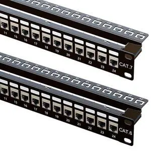 iwillink 24 Port RJ45 Through Coupler 1U Cat6 Patch Panel STP Shielded and 24 Port Cat7 RJ45 Through Coupler 1U Shielded Patch Panel iwillink 24 Port RJ45 Through Coupler 1U Cat6 Patch Panel STP Shielded and 24 Port Cat7 RJ45 Through Coupler 1U Shielded Patch Panel
