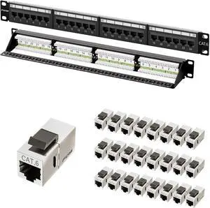 FGB 1U 24 Port Patch Panel and 25 Pack Cat6 Shielded Keystone Coupler FGB 1U 24 Port Patch Panel and 25 Pack Cat6 Shielded Keystone Coupler
