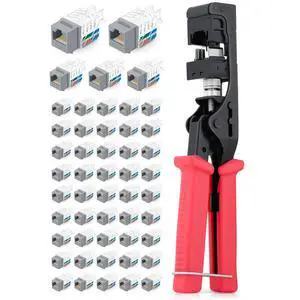 Everest Media Solutions Bundle 2 Items: 45Term - Speed Termination Tool + 50 Pack of RJ45 CAT6A UTP Keystone Jacks - Gray Everest Media Solutions Bundle 2 Items: 45Term - Speed Termination Tool + 50 Pack of RJ45 CAT6A UTP Keystone Jacks - Gray