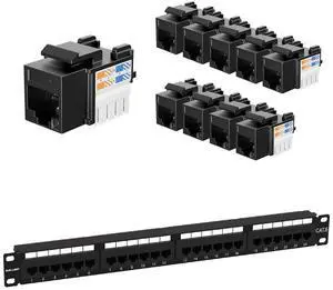 iwillink Cat6 Keystone Jack RJ45 Keystone Jack 10-Pack and 24 Ports Cat6 / Rj45 Patch Panel iwillink Cat6 Keystone Jack RJ45 Keystone Jack 10-Pack and 24 Ports Cat6 / Rj45 Patch Panel
