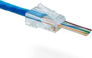 trueCABLE Cat6/6A RJ45 Pass Through Connectors, Unshielded (UTP) Modular Plug, UL Listed, EZ Crimp End, Gold Plated 3 Prong 8P8C, 100 Pieces trueCABLE Cat6/6A RJ45 Pass Through Connectors, Unshielded (UTP) Modular Plug, UL Listed, EZ Crimp End, Gold Plated 3 Prong 8P8C, 100 Pieces