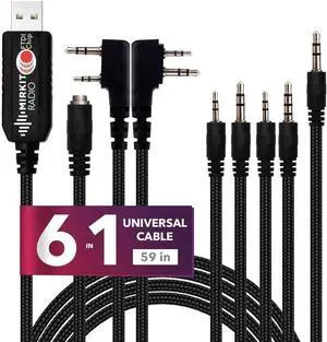 MIRKIT FTDI USB Programming Cable 6 in 1 Model 5 (59 inches Extended Length) for Flashing Ham Radios Compatible with Baofeng Radio, Motorola, Kenwood, HYT, ICOM, Yaesu, Vertex MIRKIT FTDI USB Programming Cable 6 in 1 Model 5 (59 inches Extended Length) for Flashing Ham Radios Compatible with Baofeng Radio, Motorola, Kenwood, HYT, ICOM, Yaesu, Vertex