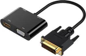 DVI to HDMI-Compatible V/GA Splitter Cord 1080P 2-in-1 Active HD Video Converter for PC Computer M>oni>tor DVI to HDMI-Compatible V/GA Splitter Cord 1080P 2-in-1 Active HD Video Converter for PC Computer M>oni>tor