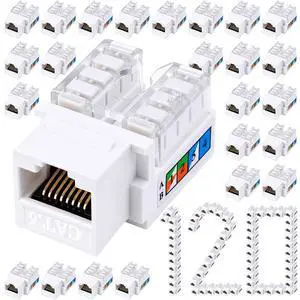 Tellegloww 120 Pack Cat6 Rj45 Keystone Jacks Bulk 90 Degree Punch Down Keystone Jack Ethernet Modular Connectors for Patch Panel and Wall Plate, White Tellegloww 120 Pack Cat6 Rj45 Keystone Jacks Bulk 90 Degree Punch Down Keystone Jack Ethernet Modular Connectors for Patch Panel and Wall Plate, White