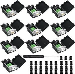 DB9 Breakout Connector,DB9 Solderless RS232 D-SUB Male and Female Serial Adapters 9-Pin Port White Adapter to Terminal Connector Signal Module with case Set of 10 DB9 Breakout Connector,DB9 Solderless RS232 D-SUB Male and Female Serial Adapters 9-Pin Port White Adapter to Terminal Connector Signal Module with case Set of 10