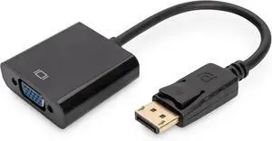 DIGITUS 0.15m DP Male to HD15 Female DisplayPort Adapter Cable - Black DIGITUS 0.15m DP Male to HD15 Female DisplayPort Adapter Cable - Black