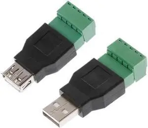 5/20/100PCS USB 2.0 Type A to 5 Pin Screw Connector No Soldering USB2.0 to Screw Terminal Adapter Plug(Male Female,20PCS) 5/20/100PCS USB 2.0 Type A to 5 Pin Screw Connector No Soldering USB2.0 to Screw Terminal Adapter Plug(Male Female,20PCS)