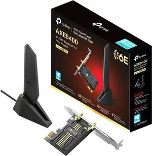 TP-Link WiFi 6E Intel AX210 PCIe WiFi Card for Desktop PC (Archer TXE73E), Up to 5.4 Gbps Tri-Band Wireless Card | 6 GHz | Low-Latency | Bluetooth 5.3 | Low-Profile Single Antenna | OFDMA, MU-MIMO TP-Link WiFi 6E Intel AX210 PCIe WiFi Card for Desktop PC (Archer TXE73E), Up to 5.4 Gbps Tri-Band Wireless Card | 6 GHz | Low-Latency | Bluetooth 5.3 | Low-Profile Single Antenna | OFDMA, MU-MIMO