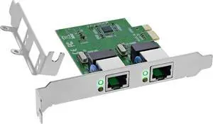 InLine 51128K Dual Gigabit Network Card with 2X RJ45 PCIe x1 with Low Profile Slot Bracket VLAN Jumbo Frames Energy Efficient InLine 51128K Dual Gigabit Network Card with 2X RJ45 PCIe x1 with Low Profile Slot Bracket VLAN Jumbo Frames Energy Efficient