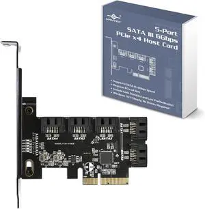 Vantec 5-Port SATA III 6Gbps PCIe x4 Host Card (UGT-ST655) for Desktop, Windows 10/11 and Linux Vantec 5-Port SATA III 6Gbps PCIe x4 Host Card (UGT-ST655) for Desktop, Windows 10/11 and Linux