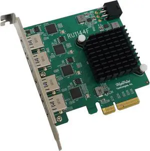 Highpoint Technologies Highpoint RocketU 1144F PCIe 3.0 x4 Dedicated 4X 5Gb/s Port USB-A 3.2 Controller Highpoint Technologies Highpoint RocketU 1144F PCIe 3.0 x4 Dedicated 4X 5Gb/s Port USB-A 3.2 Controller