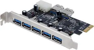 Sedna - PCI Express USB 3.0 7 Port Adapter (Support Win 8 Uasp, Super Fast Speed), 4 Pin Molex Power Connector Sedna - PCI Express USB 3.0 7 Port Adapter (Support Win 8 Uasp, Super Fast Speed), 4 Pin Molex Power Connector
