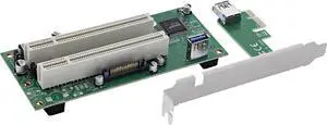 Inline Interface Card PCIe x1 to 2X PCI 32-Bit, PCI Slot Expansion for Old Cards, No Driver, 76619K Inline Interface Card PCIe x1 to 2X PCI 32-Bit, PCI Slot Expansion for Old Cards, No Driver, 76619K
