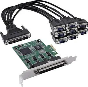 Inline PCIe x1 Card with 8X RS-232, D-Sub 9, Serial Interface Card, Industrial, Multi-Card Operation, Stable Data Transmission, 76660Z Inline PCIe x1 Card with 8X RS-232, D-Sub 9, Serial Interface Card, Industrial, Multi-Card Operation, Stable Data Transmission, 76660Z