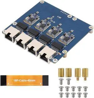 PCIe to 4-Ch Gigabit / 2.5G ETH Board (B) for Raspbery Pi 5, Supports Raspbery Pi OS, Driver-Free, Plug and Play (4-ch 2.5G ETH) PCIe to 4-Ch Gigabit / 2.5G ETH Board (B) for Raspbery Pi 5, Supports Raspbery Pi OS, Driver-Free, Plug and Play (4-ch 2.5G ETH)