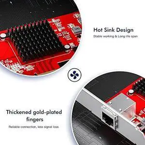 10G Network Card Port RJ45 Pcie X4 LAN 10000M Converter Adapter Server Network Card PCI-E 4X Single AQC107 Chipset Networking (RED) 10G Network Card Port RJ45 Pcie X4 LAN 10000M Converter Adapter Server Network Card PCI-E 4X Single AQC107 Chipset Networking (RED)