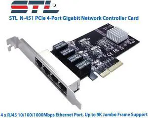 STL N-451 PCIe 4-Port Gigabit Network Controller Card STL N-451 PCIe 4-Port Gigabit Network Controller Card