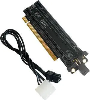 PCIe-Bifurcation X16 to X8X8 Expansion Card PCIE Gen4 X16 1 to 2 Port Split Adapter Card / 4P Power Port PCIe-Bifurcation X16 to X8X8 Expansion Card PCIE Gen4 X16 1 to 2 Port Split Adapter Card / 4P Power Port