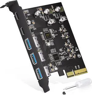 10Gbps PCIe USB 3.2 Gen 2 Card, 5-Port USB Expansion Card with 2 USB C & 3 USB-A Ports, PCI Express 3.0 x4 Adapter for Desktop PC, External SSD, VR Headset, Workstation, Data Transfer Only 10Gbps PCIe USB 3.2 Gen 2 Card, 5-Port USB Expansion Card with 2 USB C & 3 USB-A Ports, PCI Express 3.0 x4 Adapter for Desktop PC, External SSD, VR Headset, Workstation, Data Transfer Only