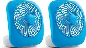 O2COOL Treva 5 Inch Battery Powered Fan Portable Desk Fan 2 Cooling Speeds with Compact Folding & Tilt Design Cubicle Accessories Small Portable 2 Pack (Blue) O2COOL Treva 5 Inch Battery Powered Fan Portable Desk Fan 2 Cooling Speeds with Compact Folding & Tilt Design Cubicle Accessories Small Portable 2 Pack (Blue)