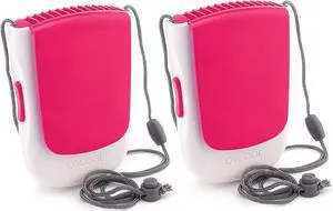 O2COOL Deluxe Necklace Fan | Battery Powered, Hands-Free Personal Cooling Fan w/Adjustable Lanyard, Table Top Stand + Wearable Clip -Pink (2 Pack) O2COOL Deluxe Necklace Fan | Battery Powered, Hands-Free Personal Cooling Fan w/Adjustable Lanyard, Table Top Stand + Wearable Clip -Pink (2 Pack)