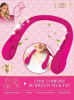 Paris Hilton Portable Neck Fan with Built-in Cooling LED Light Hands-Free Personal Fan for Outdoor, Office, and Travel Use Paris Hilton Portable Neck Fan with Built-in Cooling LED Light Hands-Free Personal Fan for Outdoor, Office, and Travel Use
