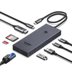 UGREEN Revodok Pro USB C Hub 9 in 1 with 1GbE,SD/TF Slots,Screen-Off Button | 4K@60Hz HDMI, 10Gbps Data Transfers, 85W for Laptop Charging, Compatible with MacBook Neo/Air/Pro,iPad Pro,Steam Deck UGREEN Revodok Pro USB C Hub 9 in 1 with 1GbE,SD/TF Slots,Screen-Off Button | 4K@60Hz HDMI, 10Gbps Data Transfers, 85W for Laptop Charging, Compatible with MacBook Neo/Air/Pro,iPad Pro,Steam Deck