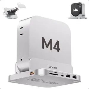 Dock for Mac mini M4 with 4TB M.2 SSD Enclosure, 8-in-1 Aluminum Vertical USB-C Hub for Mac mini M4 Pro Hub Stand with USB-A/C 3.2 10Gbps, 2xUSB-A 2.0, 3.5mm Audio, SD/TF (SSD NOT Included) Dock for Mac mini M4 with 4TB M.2 SSD Enclosure, 8-in-1 Aluminum Vertical USB-C Hub for Mac mini M4 Pro Hub Stand with USB-A/C 3.2 10Gbps, 2xUSB-A 2.0, 3.5mm Audio, SD/TF (SSD NOT Included)