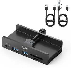 EJAY Clamp USB Hub 5-in-1 USB C Hub 59" Cable for iMac & PC EJAY Clamp USB Hub 5-in-1 USB C Hub 59" Cable for iMac & PC