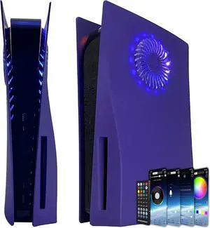 for PS5 Faceplates with Cooling Vents LED Lights, Megadream Cooling Cover Replacement Plates Shell Accessories Anti-Scratch Dustproof with RGB Lights Package for PlayStation 5 Disc Edition (Purple) for PS5 Faceplates with Cooling Vents LED Lights, Megadream Cooling Cover Replacement Plates Shell Accessories Anti-Scratch Dustproof with RGB Lights Package for PlayStation 5 Disc Edition (Purple)