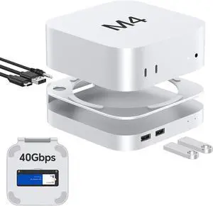 40Gbps Aluminium Mac Mini Dock and Stand, USB 4 Hub for Mac mini M4 and M4 Pro 2024 with 40Gbps M.2 NVMe SSD Enclosure, Triple USB A 2.0, 3.5mm Audio Jack Accesories 40Gbps Aluminium Mac Mini Dock and Stand, USB 4 Hub for Mac mini M4 and M4 Pro 2024 with 40Gbps M.2 NVMe SSD Enclosure, Triple USB A 2.0, 3.5mm Audio Jack Accesories