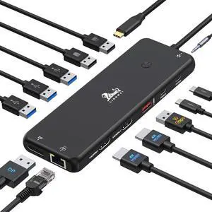 LIONWEI USB C Docking Station Dual Monitor 13 in 1 USB Hub, Triple Display, 8 USB C/A Ports, Ethernet, Audio, Laptop Dock for MacBook,Dell,HP,Lenovo,Surface LIONWEI USB C Docking Station Dual Monitor 13 in 1 USB Hub, Triple Display, 8 USB C/A Ports, Ethernet, Audio, Laptop Dock for MacBook,Dell,HP,Lenovo,Surface