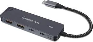 IOGEAR 4 Port USB-C Gen 2 hub, 10 Gbps, Dual USB-A and USB-C Ports, Fast Data Only Transfers, Compact, Braided Cable, MacBook, Windows, GUH3C410 IOGEAR 4 Port USB-C Gen 2 hub, 10 Gbps, Dual USB-A and USB-C Ports, Fast Data Only Transfers, Compact, Braided Cable, MacBook, Windows, GUH3C410