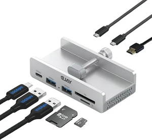 EJAY 7-in-1 USB C Hub with Clamp - 4K@60Hz HDMI, 100W PD Charging, 10Gbps USB 3.2, SD/TF Card Reader, Compatible with MacBook, iPad Pro, Dell XPS, Windows, Silver EJAY 7-in-1 USB C Hub with Clamp - 4K@60Hz HDMI, 100W PD Charging, 10Gbps USB 3.2, SD/TF Card Reader, Compatible with MacBook, iPad Pro, Dell XPS, Windows, Silver