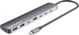 Manhattan 7-Port 10G USB-C & USB-A Hub with 100W Power Delivery, Ultra-Fast Data Transfer, Portable Design, Compatible with Windows & macOS - 181167 Manhattan 7-Port 10G USB-C & USB-A Hub with 100W Power Delivery, Ultra-Fast Data Transfer, Portable Design, Compatible with Windows & macOS - 181167