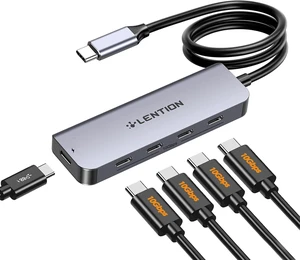 LENTION 2FT Long Cable USB C Hub with 4 x USB-C 3.2 Gen 2, 10 Gbps, 100W PD Charging, Compatible with 2024-2016 MacBook Pro, New Mac Air, More (CE31s, Space Gray) LENTION 2FT Long Cable USB C Hub with 4 x USB-C 3.2 Gen 2, 10 Gbps, 100W PD Charging, Compatible with 2024-2016 MacBook Pro, New Mac Air, More (CE31s, Space Gray)