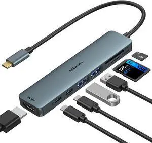 USB C Hub HDMI Adapter for MacBook Pro/Air, MOKiN 7 in 1 USB C Dongle with HDMI, SD/TF Card Reader, USB C Data Port,100W PD, and 2 USB 3.0 Compatible for MacBook Pro/Air, Dell XPS, Lenovo Thinkpad. USB C Hub HDMI Adapter for MacBook Pro/Air, MOKiN 7 in 1 USB C Dongle with HDMI, SD/TF Card Reader, USB C Data Port,100W PD, and 2 USB 3.0 Compatible for MacBook Pro/Air, Dell XPS, Lenovo Thinkpad.