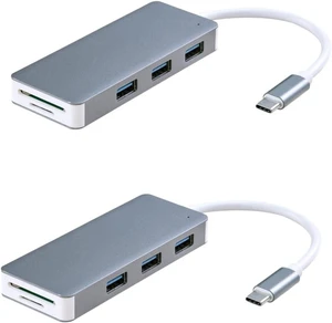 Gadpiparty 2pcs USB Hub Type-c Hub USB Type-c Ports and Micro Memory Card Reader Compatible with PC Grey Gadpiparty 2pcs USB Hub Type-c Hub USB Type-c Ports and Micro Memory Card Reader Compatible with PC Grey
