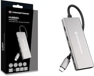 CONCEPTRONIC HUBBIES17G 7-Port USB 3.2 Gen 2 Hub, 10Gbps, USB-C x 4, USB-A x 3, 100W USB PD, Aluminium Housing CONCEPTRONIC HUBBIES17G 7-Port USB 3.2 Gen 2 Hub, 10Gbps, USB-C x 4, USB-A x 3, 100W USB PD, Aluminium Housing