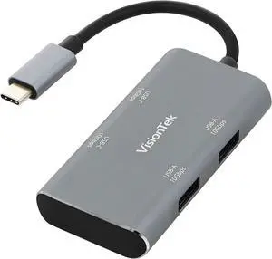 VisionTek USB-C Hub - 2X USB-A, 2X USB-C for MacBook, Windows, Chromebook - Portable Bus Powered Adapter - 901539 VisionTek USB-C Hub - 2X USB-A, 2X USB-C for MacBook, Windows, Chromebook - Portable Bus Powered Adapter - 901539