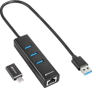 Sharkoon 3-Port USB 3.2 GEN 1 Aluminium Hub, RJ45 Ethernet Adapter, Black Sharkoon 3-Port USB 3.2 GEN 1 Aluminium Hub, RJ45 Ethernet Adapter, Black