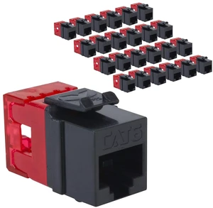 ICC CAT6 Keystone Jack For HD Style Wallplate or Patch Panel - RJ45 - UL Listed Ethernet Cable Connector - PoE++ Rated - JackEasy Termination Tool, 110 Punch Down Tool - Black - 25-Pack ICC CAT6 Keystone Jack For HD Style Wallplate or Patch Panel - RJ45 - UL Listed Ethernet Cable Connector - PoE++ Rated - JackEasy Termination Tool, 110 Punch Down Tool - Black - 25-Pack