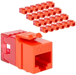 ICC CAT6 Keystone Jack for HD Style Wallplate or Patch Panel - RJ45 - UL Listed Ethernet Cable Connector - PoE++ Rated - JackEasy Termination Tool, 110 Punch Down Tool - Orange - 25-Pack ICC CAT6 Keystone Jack for HD Style Wallplate or Patch Panel - RJ45 - UL Listed Ethernet Cable Connector - PoE++ Rated - JackEasy Termination Tool, 110 Punch Down Tool - Orange - 25-Pack