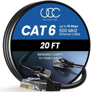 Cat 6 Ethernet Cable 20 ft, 10Gbps High Speed Ethernet Cable, Internet Cable Outdoor&Indoor, Rj45 Cat6 Cable Long Ethernet Cable for Computer, Router, Modem, PS4/5, Xbox, Gaming- Black Cat 6 Ethernet Cable 20 ft, 10Gbps High Speed Ethernet Cable, Internet Cable Outdoor&Indoor, Rj45 Cat6 Cable Long Ethernet Cable for Computer, Router, Modem, PS4/5, Xbox, Gaming- Black