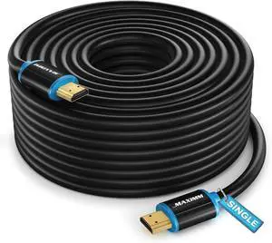 Maximm High-Speed HDMI 2.0 4K Solid Cable, 50 Feet - 1-Pack - 24 AWG (Includes Cable Clips, Ties and Right Angle Adapter) Maximm High-Speed HDMI 2.0 4K Solid Cable, 50 Feet - 1-Pack - 24 AWG (Includes Cable Clips, Ties and Right Angle Adapter)