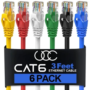 CAT6 Ethernet Cable 6 Pack - 3 Ft - LAN UTP (0.9 Meters) CAT 6 RJ45 Network Patch Internet Cable - 6 Pack (3 Feet) CAT6 Ethernet Cable 6 Pack - 3 Ft - LAN UTP (0.9 Meters) CAT 6 RJ45 Network Patch Internet Cable - 6 Pack (3 Feet)