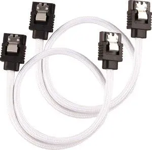 Corsair Premium Sleeved SATA Cable - SATA 6Gbps 30cm, White Corsair Premium Sleeved SATA Cable - SATA 6Gbps 30cm, White