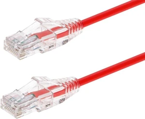 Monoprice SlimRun Cat6 Ethernet Patch Cable - Network Internet Cord - RJ45, Stranded, 550Mhz, UTP, CMR, Riser Rated, Pure Bare Copper Wire, 28AWG, 1', Red Monoprice SlimRun Cat6 Ethernet Patch Cable - Network Internet Cord - RJ45, Stranded, 550Mhz, UTP, CMR, Riser Rated, Pure Bare Copper Wire, 28AWG, 1', Red